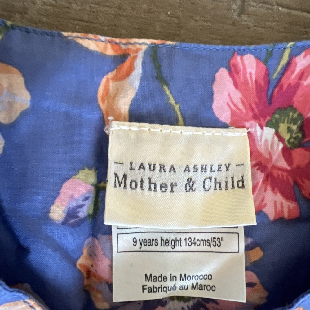 Vintage Laura Ashley Blue Floral Romper Jumpsuit Girls Size 9 years Cottage Core
